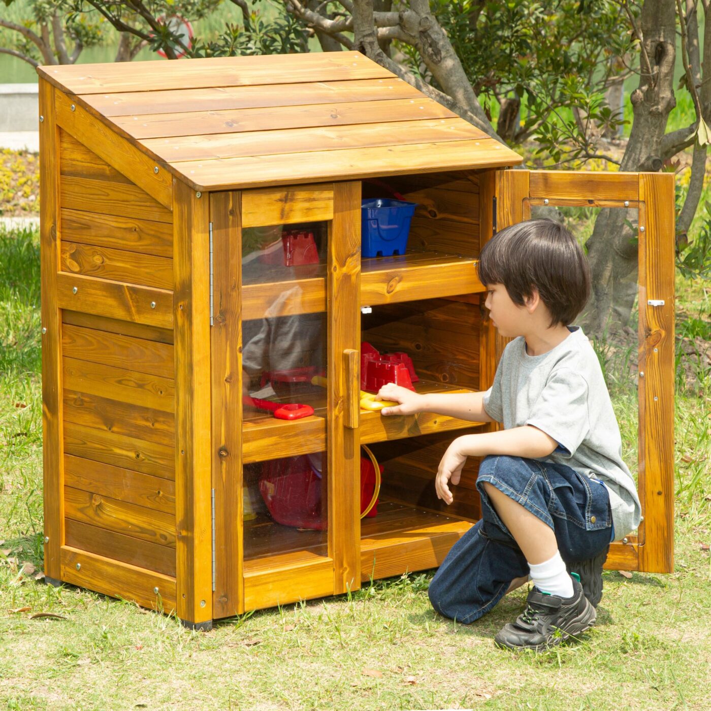 Outdoor-Schrank mit transparenten Türen